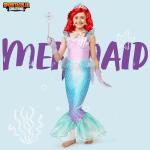 Purple Mermaid Costume for Girls 4-14 Years