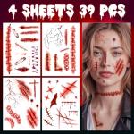 Zombie Scars Temporary Tattoos for Halloween Fun
