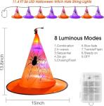 Lighted Witch Hats with Remote Control - 8 Pack