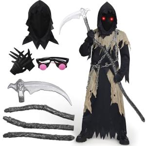 Glowing Eyes Grim Reaper Costume for Kids