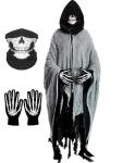 Vintage Grim Reaper Costume with Hood and Skull Mask