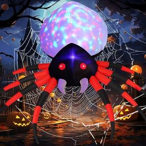8 FT Halloween Inflatable Spider with Magic Light