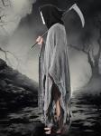 Vintage Grim Reaper Costume with Hood and Skull Mask
