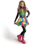 Colorful Skeleton Costume for Kids with Hair Extensions
