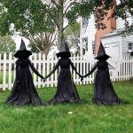 Set of 3 LED Black Witches Garden Stakes