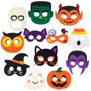 12 Pack Halloween Felt Masks for Kids
