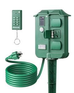 Outdoor Power Stake Timer with Remote Control