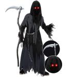 Spooktacular Creations Halloween Glowing Eyes Grim Reaper Costume for Kids, Dark Knight Reaper Phantom Costume for Halloween Dress Up (XX-Large(14-16yr))