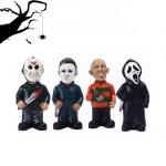 Cafele Horror Movie Garden Gnomes Michael Myers Statue Freddy Jason Scream Action Figure Outdoor Halloween Decorations Collectibles (4pcs)