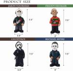 Cafele Horror Movie Garden Gnomes Michael Myers Statue Freddy Jason Scream Action Figure Outdoor Halloween Decorations Collectibles (4pcs)