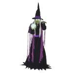 Haunted Hill Farm 6-Ft. Tall Fortune Teller Witch, Plug-in Motion-Activated Talking Scare Prop Halloween Animatronic for Indoor or Covered Outdoor Creepy Halloween Decorations, Spooky Halloween Props