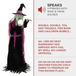 Haunted Hill Farm 6-Ft. Tall Fortune Teller Witch, Plug-in Motion-Activated Talking Scare Prop Halloween Animatronic for Indoor or Covered Outdoor Creepy Halloween Decorations, Spooky Halloween Props