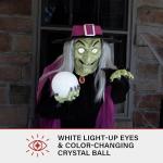 Haunted Hill Farm 6-Ft. Tall Fortune Teller Witch, Plug-in Motion-Activated Talking Scare Prop Halloween Animatronic for Indoor or Covered Outdoor Creepy Halloween Decorations, Spooky Halloween Props