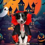ceepdoogle Halloween Dog Costume Vampire Cape Dogs Cloak Cosplay Costume Pet Costumes Apparel Soft Fabric Interesting Design for Dog Large
