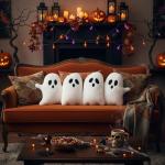 Set of 4 Spooky Halloween Throw Pillows