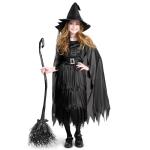 Spooktacular Creations Classic Child Witch Costume Gothic Sorceress Girl Black Witch with Broom for Halloween (X-Large(12-14yr))