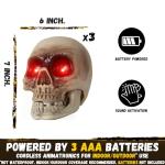 Halloween floating hanging skull heads - Animated Skeleton Decorations with Sound Activated, Creepy Voice, Spooky Skull head, Light Up Eyes, Scary Motion Haunted Horror Prop for Indoor/Outdoor