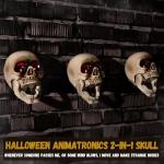 Halloween floating hanging skull heads - Animated Skeleton Decorations with Sound Activated, Creepy Voice, Spooky Skull head, Light Up Eyes, Scary Motion Haunted Horror Prop for Indoor/Outdoor