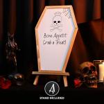 Coffin Chalk Board with Mini Coffin Blackboard - Gothic Wedding Decor - Spooky 17x10.5 inches - Eraseable Coffin Letter Board for Halloween Decor - Gothic Curiosities