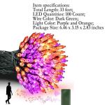 Tcamp Battery Operated Halloween Lights Motion Activated Sync with Music, 33FT 100 LED Orange Purple Halloween String Lights with Spooky Music for Outdoor Indoor Halloween Decor (6 Lighting Modes)