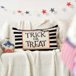 AVOIN Halloween Bat Stripes Throw Pillow Cover