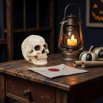 Braxio Skeleton Skull Decor Halloween Lights - Resin Skull Statues with Red Led Lights Gothic Decor for Day of The Dead Room Decor Aesthetic Indoor Figurine Lamps 3.5 * 5 * 4.5 Inch