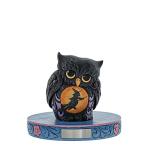 Enesco Jim Shore Miniature Black Owl with Witch Scene Mini Halloween Figurine 3.75 Inch, Gold