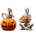 nezababy A Nightmare Before Christmas Figurines Jack Skellington Sally with Pumpkin Statues Sets Halloween Decoration Collection Gifts (2PCS)