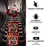 Haunted Hill Farm Life-Size Talking Clown Jack in The Box, Halloween Animatronic with Motion and Touch Activated Lights and Sounds, Battery Operated Indoor or Covered Outdoor Halloween Decorations