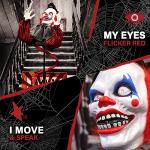 Haunted Hill Farm Life-Size Talking Clown Jack in The Box, Halloween Animatronic with Motion and Touch Activated Lights and Sounds, Battery Operated Indoor or Covered Outdoor Halloween Decorations