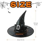 Wide Brim Black Witch Hat for Halloween Parties