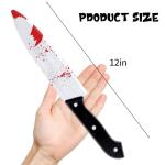 DERAYEE 2PCS Halloween Prop Knife, 12 Inch Plastic Bloody Fake Knife Halloween Classic Horror Prank Props for Scary Halloween Party, Cosplay (Sliver)