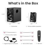 Acoustic Audio by Goldwood Bluetooth 5.1 Surround Sound System with LED Light Display, FM Tuner, USB and SD Card Inputs - 6-Piece Home Theater Speaker Set, includes Remote Control - AA5400 Black