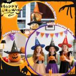 Century Star Kids Witch Hat Star Printing Wizard Hat for Boys Girls Halloween Hat Cosplay Party Decorations Orange One Size