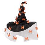 Halloween Witch Hat - Halloween Costumes Outfit for Women, Witches Hats for Women Adult Attached Butterfly and Veils, Cosplay Costume Halloween Party Favors Orange