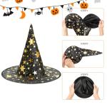 Century Star Witch Hat for Women Halloween Wizard Hat with Gold Star Party Hats for Adults Halloween Costume Accessories Z Black & Blue One Size