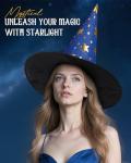 Century Star Witch Hat for Women Halloween Wizard Hat with Gold Star Party Hats for Adults Halloween Costume Accessories Z Black & Blue One Size