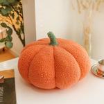 Pumpkin-Shaped Plush Throw Pillow for Halloween Decor