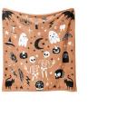 Kawaii Ghost Skeleton Halloween Throw Blanket 60"x50