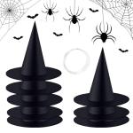 8-Pack Black Witch Hats for Halloween Decor