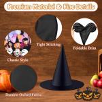 8-Pack Black Witch Hats for Halloween Decor