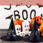 8-Pack Black Witch Hats for Halloween Decor