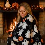 Spooky Jack O'Lanterns Throw Blanket for Halloween