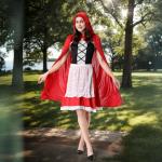 Colorful House Adult Little Red Riding Hood Costume for Women Red Riding Hood Dress Halloween Party Dress(Small,Off Shoulder)
