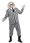Plus Size Beetlejuice Costume for Adults, Black & White Striped Suit for 80s 90s Movie Cosplay & Halloween 2X