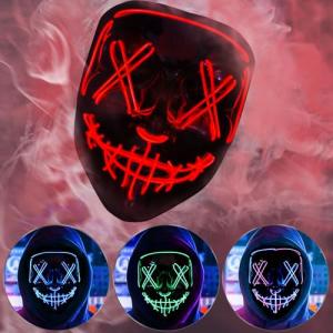 BOMLY Halloween Purge Mask Light Up Scary Mask EL Wire LED Mask for Festival Party Gifts