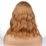 WTHCOS Strawberry Blonde Wig Short Bob Wig Short Curly Wavy Wig With Bangs for Women Girls Blonde Wig Heat Resistant Synthetic Hair Wigs for Daily Use Cosplay Wig With Wig Cap