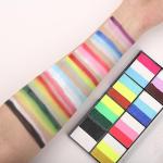 Rainbow Face Painting Kit for Kids Adults - 8 Split Cake Water Activated Palette, 4 Paint Brushes, 3 Gem Sheet, 6 Reusable Stencils, Washable Facepaint Makeup Kit for Halloween, Party, Cosplay