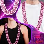 Chunky Pink Faux Chain Necklace for Halloween