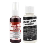 Sfx Makeup Kit Professional, Realistic Special Effects Makeup Kit with 1 Pc Fake Blood, Liquid Latex, Scar Wax, Fake Blood Gel, Spatula Tool and 2 Pcs Stipple Sponges, Washable Halloween Scar Makeup